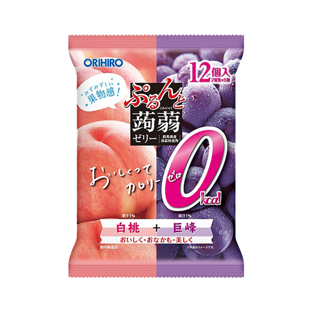오리히로 곤약젤리 파우치 제로 칼로리 복숭아 백도+거봉 (12개입)